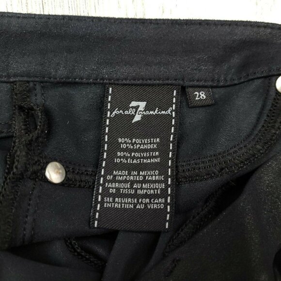 7 FOR ALL MANKIND Black Faux Suede Skinny Ankle Pants Size 28 (30x21) EUC - Picture 7 of 11